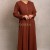 Rochie lunga Medina din tricot caramiziu, cu nasturi si cordon